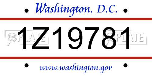 1Z19781 District Of Columbia License Plate