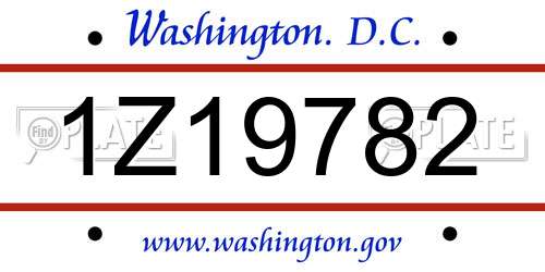 1Z19782 District Of Columbia License Plate