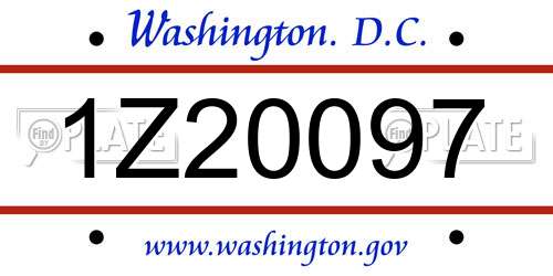 1Z20097 District Of Columbia License Plate