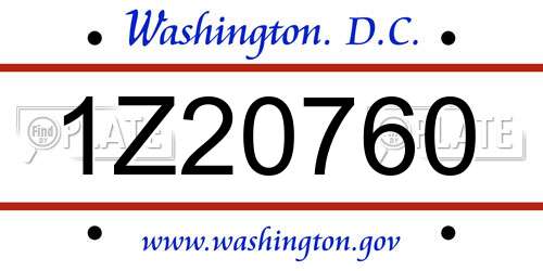 1Z20760 District Of Columbia License Plate
