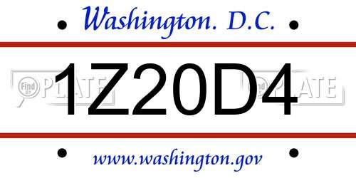1Z20D4 District Of Columbia License Plate