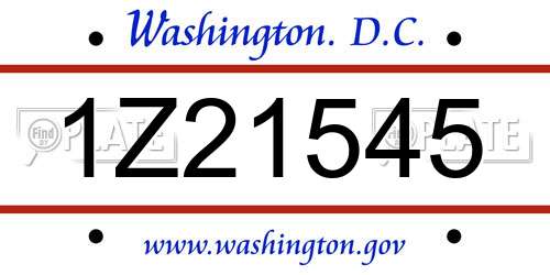 1Z21545 District Of Columbia License Plate