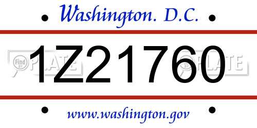 1Z21760 District Of Columbia License Plate