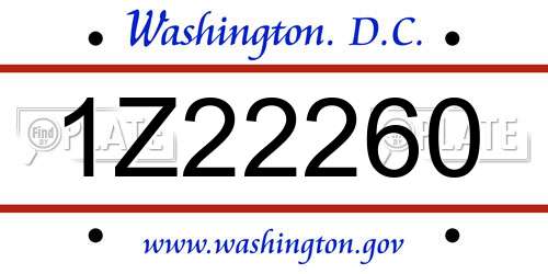 1Z22260 District Of Columbia License Plate