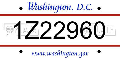 1Z22960 District Of Columbia License Plate