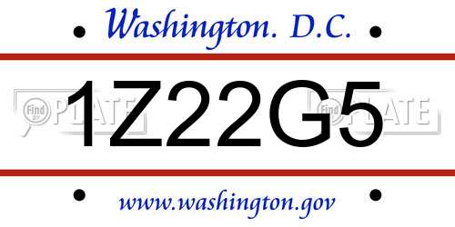 1Z22G5 District Of Columbia License Plate