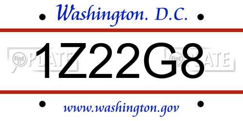 1Z22G8 District Of Columbia License Plate