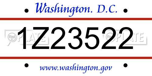 1Z23522 District Of Columbia License Plate
