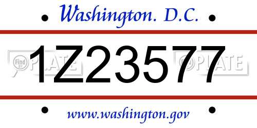 1Z23577 District Of Columbia License Plate