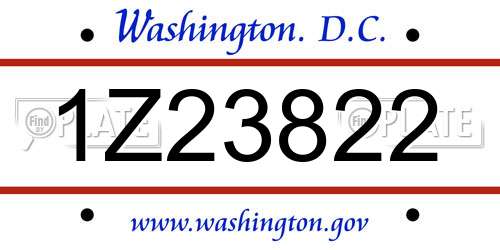 1Z23822 District Of Columbia License Plate