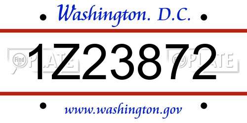 1Z23872 District Of Columbia License Plate