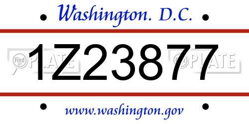 1Z23877 District Of Columbia License Plate