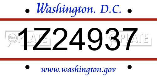 1Z24937 District Of Columbia License Plate