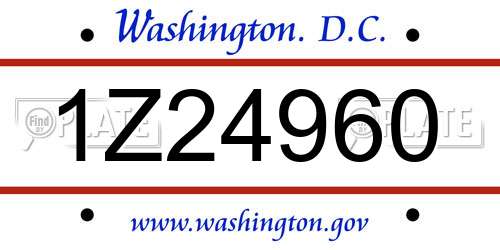 1Z24960 District Of Columbia License Plate