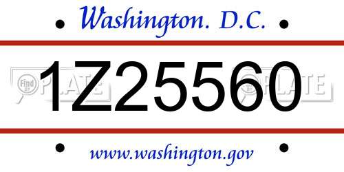 1Z25560 District Of Columbia License Plate