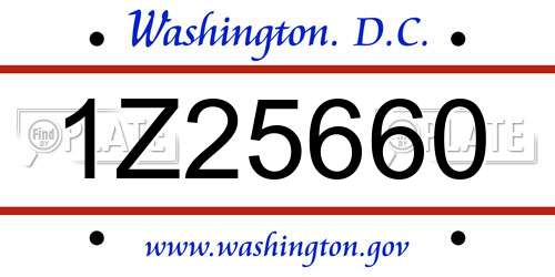 1Z25660 District Of Columbia License Plate
