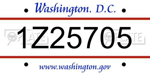 1Z25705 District Of Columbia License Plate