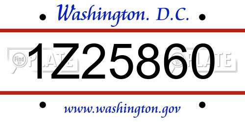 1Z25860 District Of Columbia License Plate