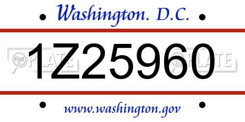 1Z25960 District Of Columbia License Plate