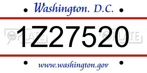1Z27520 District Of Columbia License Plate