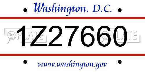 1Z27660 District Of Columbia License Plate
