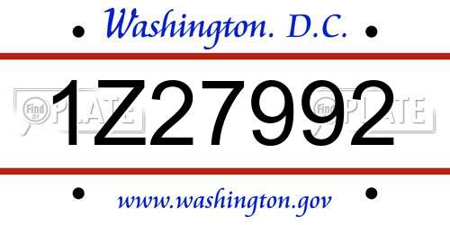1Z27992 District Of Columbia License Plate