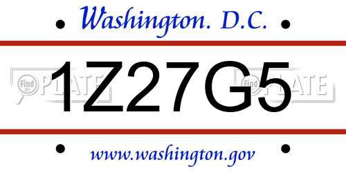 1Z27G5 District Of Columbia License Plate