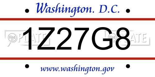 1Z27G8 District Of Columbia License Plate
