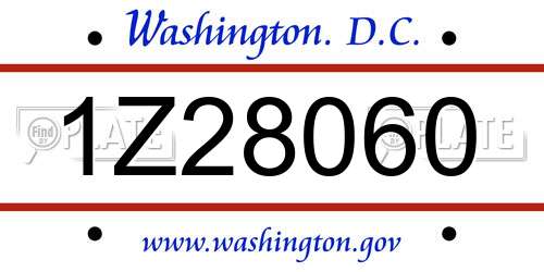 1Z28060 District Of Columbia License Plate