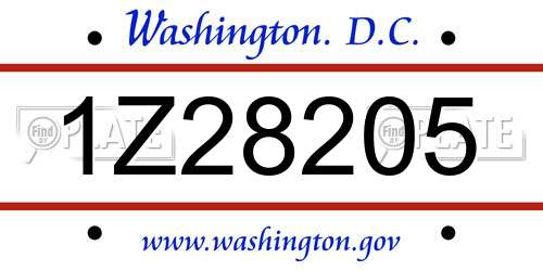 1Z28205 District Of Columbia License Plate