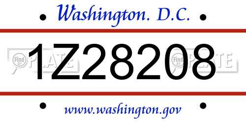1Z28208 District Of Columbia License Plate