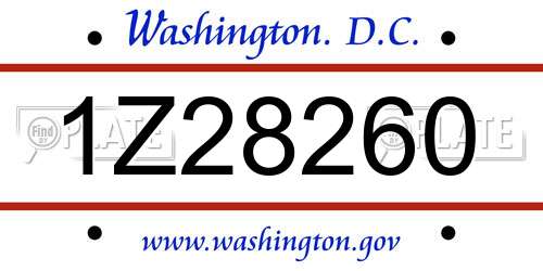 1Z28260 District Of Columbia License Plate
