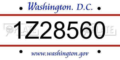 1Z28560 District Of Columbia License Plate