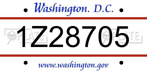 1Z28705 District Of Columbia License Plate