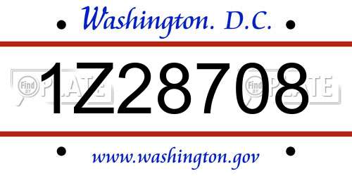 1Z28708 District Of Columbia License Plate