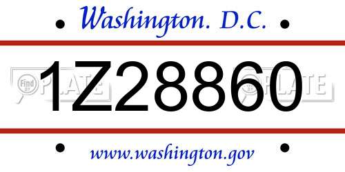 1Z28860 District Of Columbia License Plate