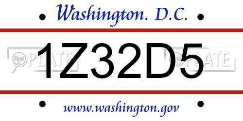 1Z32D5 District Of Columbia License Plate