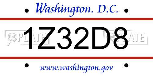 1Z32D8 District Of Columbia License Plate