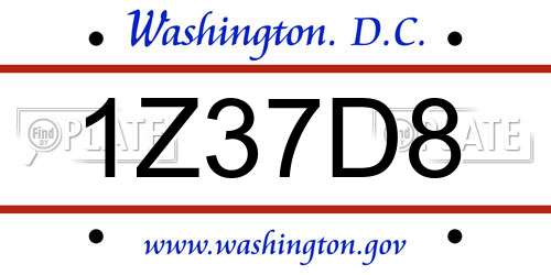 1Z37D8 District Of Columbia License Plate