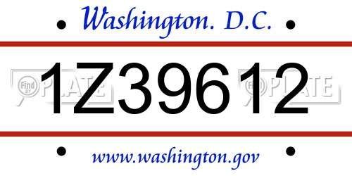 1Z39612 District Of Columbia License Plate