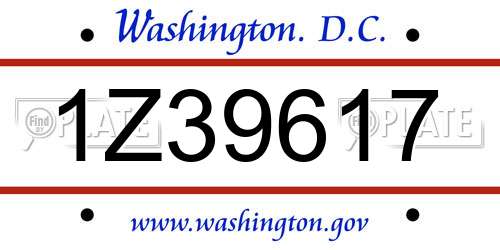 1Z39617 District Of Columbia License Plate