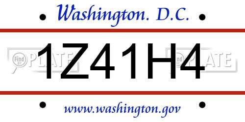 1Z41H4 District Of Columbia License Plate