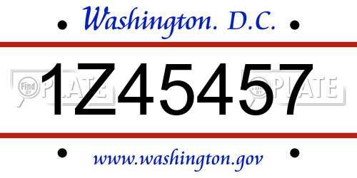 1Z45457 District Of Columbia License Plate