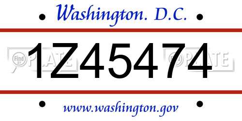 1Z45474 District Of Columbia License Plate