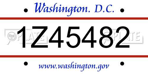 1Z45482 District Of Columbia License Plate