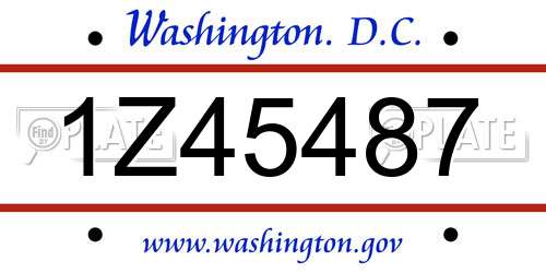 1Z45487 District Of Columbia License Plate