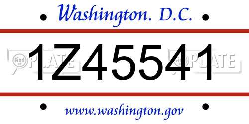 1Z45541 District Of Columbia License Plate