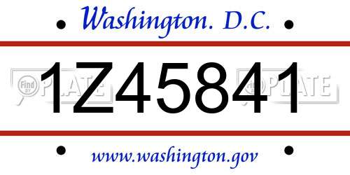 1Z45841 District Of Columbia License Plate