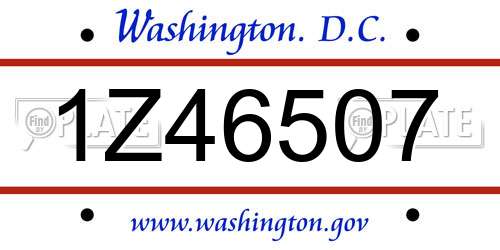 1Z46507 District Of Columbia License Plate