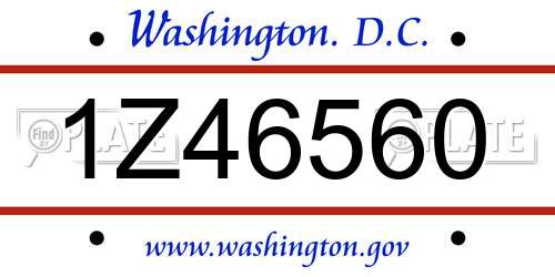 1Z46560 District Of Columbia License Plate
